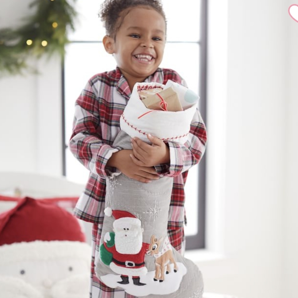 New Pottery Barn Kids Gray Quilted Christmas Stocking not Monogrammed